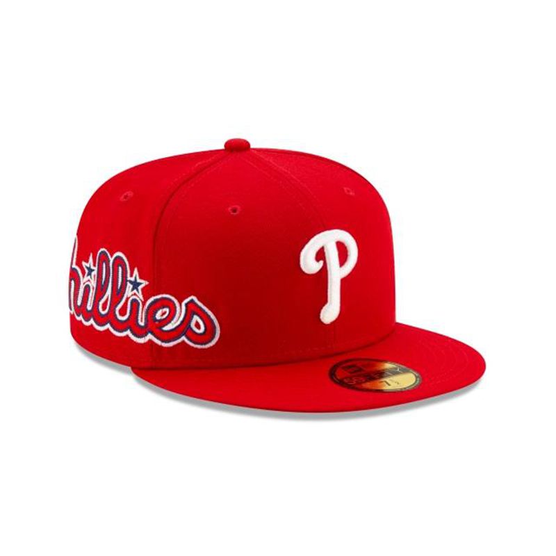 MLB Philadelphia Phillies Slant 59Fifty Fitted (MXK0035) - Red New Era Caps